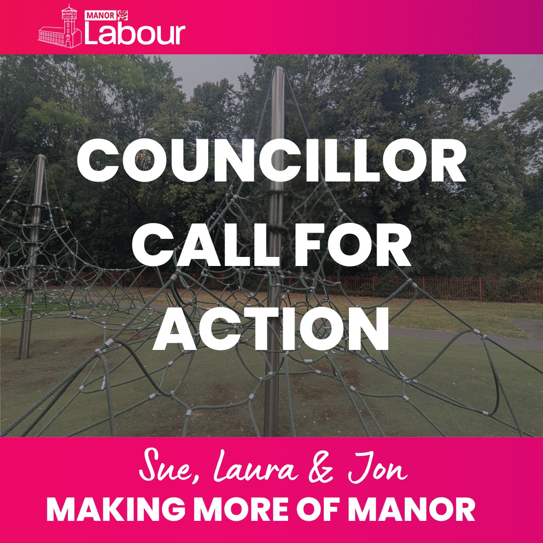 Your Manor Ward councillors, Sue Glithero, Laura Clingan and I, have taken the formal step of raising a Councillor Call for Action over the lack of progress on the Woodbank Memorial Park Play Area upgrade.
A Councillor Call for Action is one of the strongest tools available to local councillors. It's used when all other avenues have been exhausted and compels the council to publicly account for its failure to act. It is rarely used and not a step we take lightly, but that should tell you just h