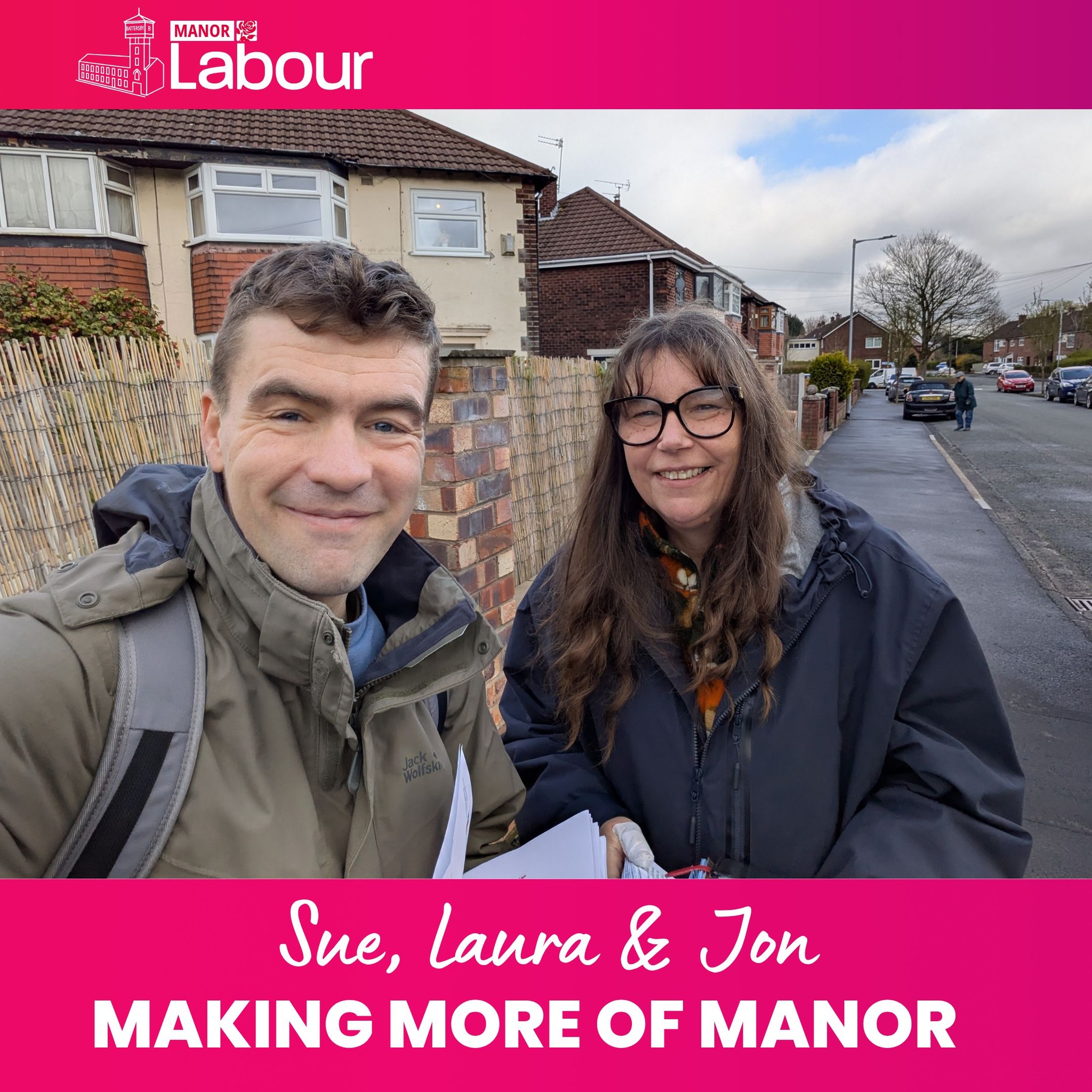 Longer days make for more conversations. 

As well as our usual Saturday doorstep surgery at the weekend, we are now able to make the most of the longer days to catch residents who may not be available at the weekends. 

We spoke to more residents around the Knypersley Road area who were all very pleased to see the 20mph coming into force around their community. 

On the 7th May we have local elections, here in Manor it will be a choice between @[100075590484649:2048:Councillor Sue Glithero, Man