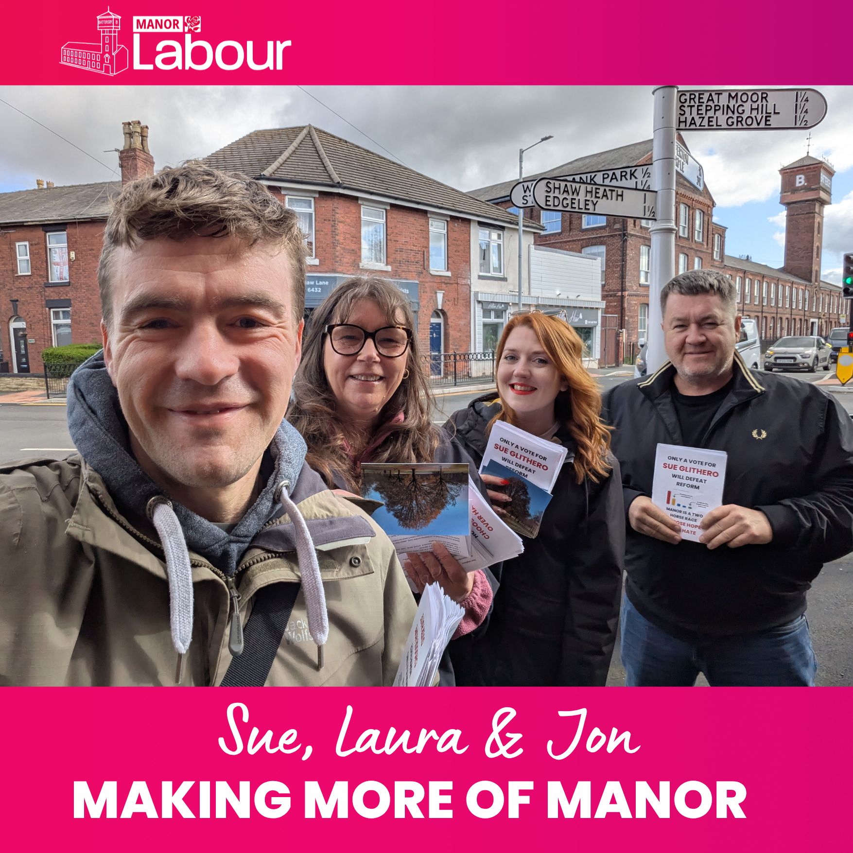 It was great to be out speaking to residents as usual this morning, it is always night to catch up with people and hear the support for @[100075590484649:2048:Councillor Sue Glithero, Manor Ward]

This week was the final area committee for this civic year, we caught up with the local police inspector who told us about the Drone unit that GMP is one of their tools to tackle the use of illegal electric motorbikes. We requested that this is used in Manor and the rest of the central Stockport area. 