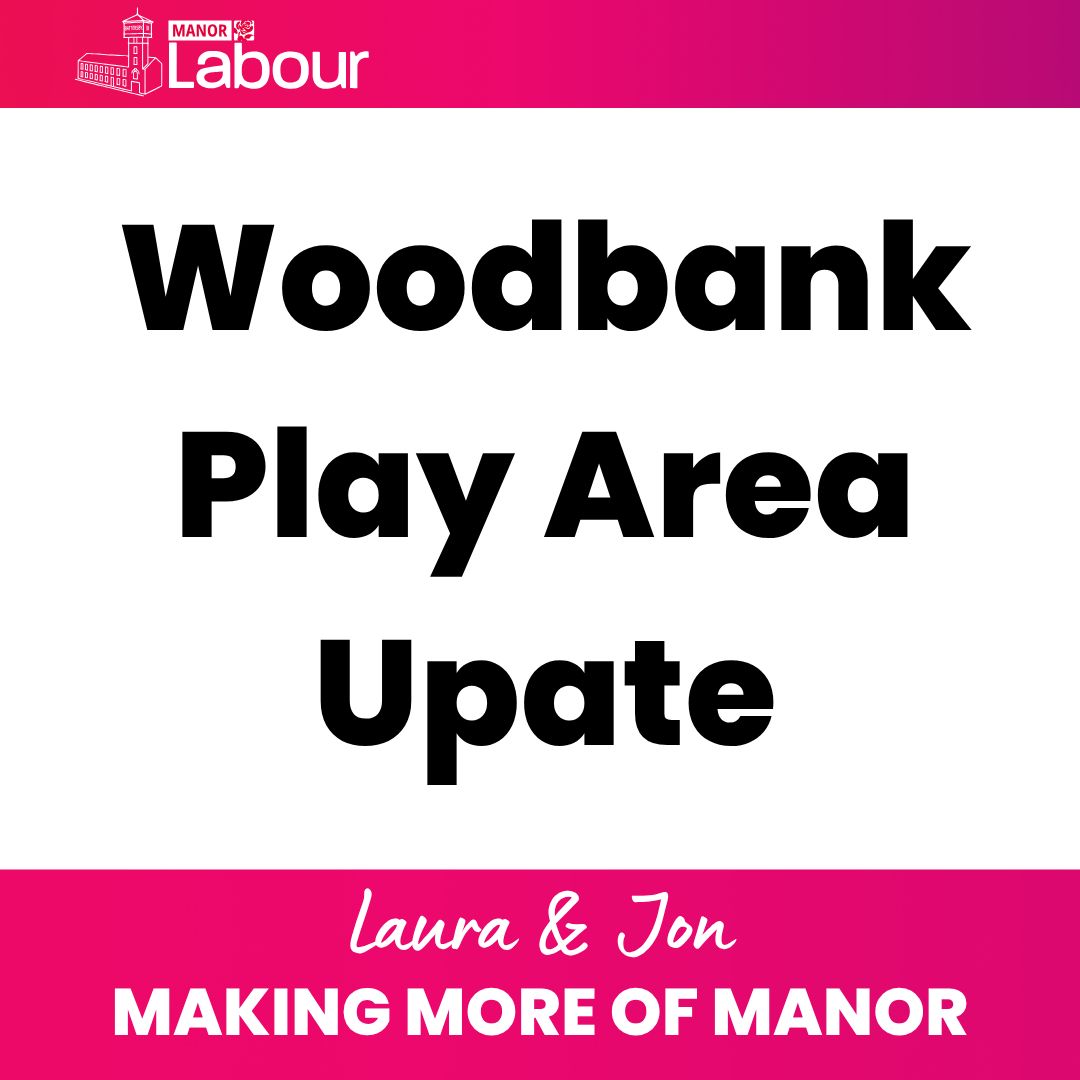 Unfortunately the work on installing the new play equipment at Woodbank has been delayed due to contractor availability. The new completion date is 31st July. 

Laura and I are very disappointed with this news and will be requesting that officers and the cabinet member do everything possible to bring this date forward. 

We will update as we get information. 

Laura and Jon 

@[100063531055979:2048:Councillor Laura Clingan, Manor Ward]