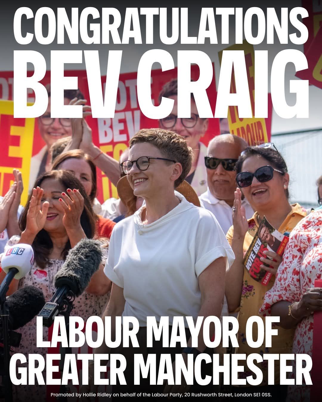 Congratulations to @[100037978602360:2048:Bev Craig for Greater Manchester Mayor] 

Let the work commence 

🌹