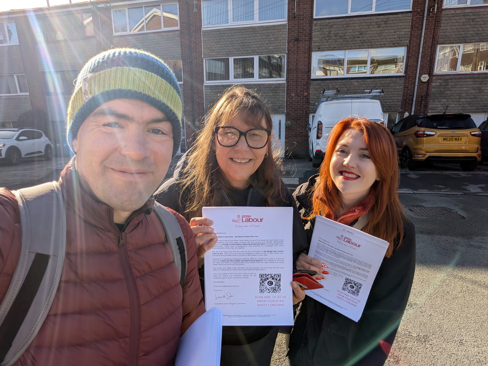 It was a fresh morning this morning and a busy one here in Manor.

@[100063531055979:2048:Councillor Laura Clingan, Manor Ward], Sue and I spoke to residents and delivered letters launching our 2026 road safety survey.

Road safety is always one of the top three topics when we speak to people, and we want to hear from you about what your concerns are.

If you want to fill it in, you can do so using this link:

https://forms.gle/hbj2jp3tUH1TmJZT7

This week was scrutiny week. At the Children and 